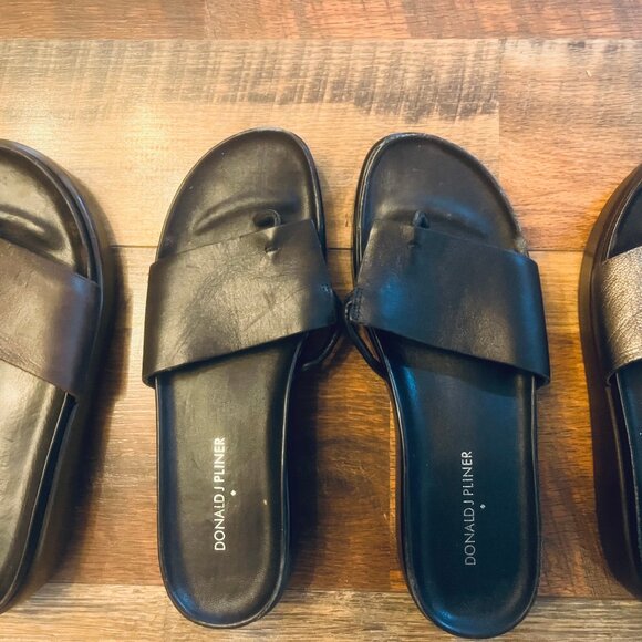 Donald Pliner Fiji Slide Wedge Sandals Women 7.5 Thong Platform - BLACK - Picture 8 of 9